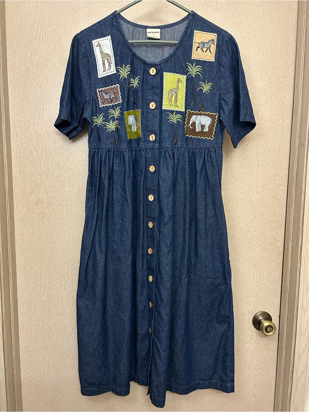 Bechamel - Vintage Denim Animal Safari Midi Dress - Size S